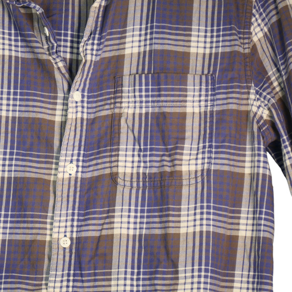 American Eagle Button Up Shirt Mens Large Purple Plaid Cotton Soft Preppy Casual - Picture 5 of 7